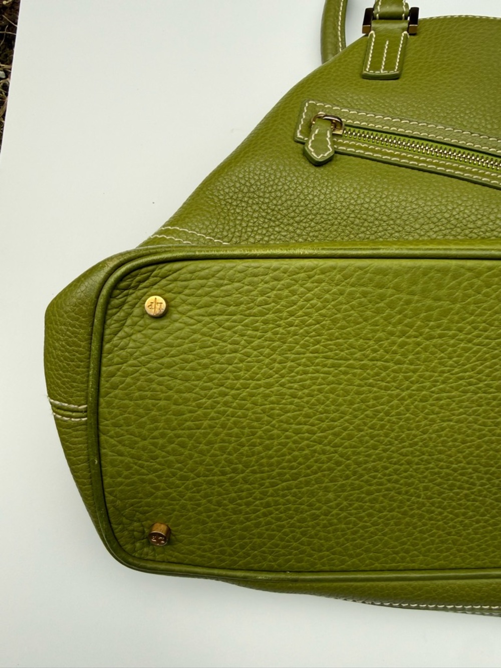 LORO PIANA Olive Green Leather Tote Bag - Picture 9 of 9